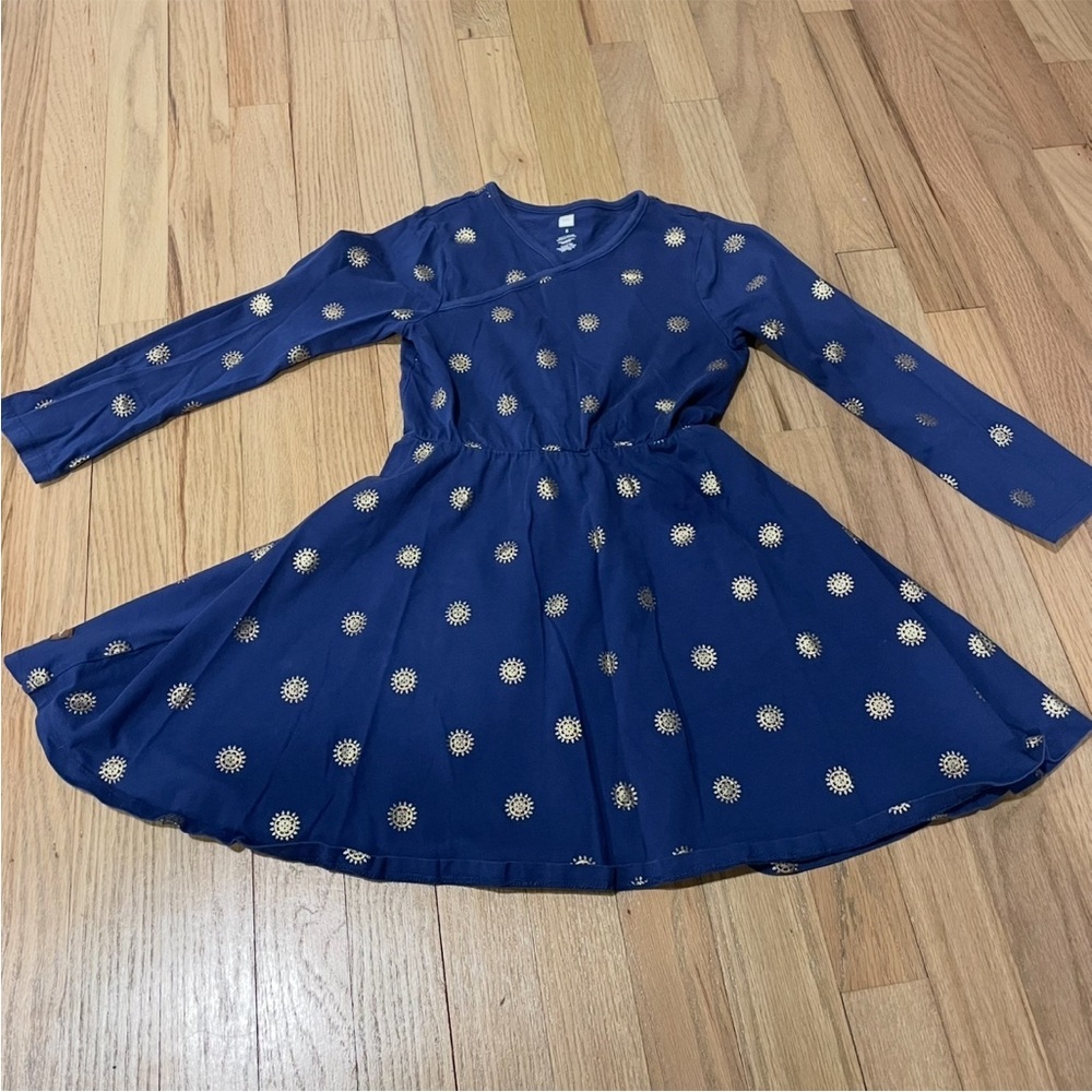 Tea Collection Navy Blue Dress with Gold Accents